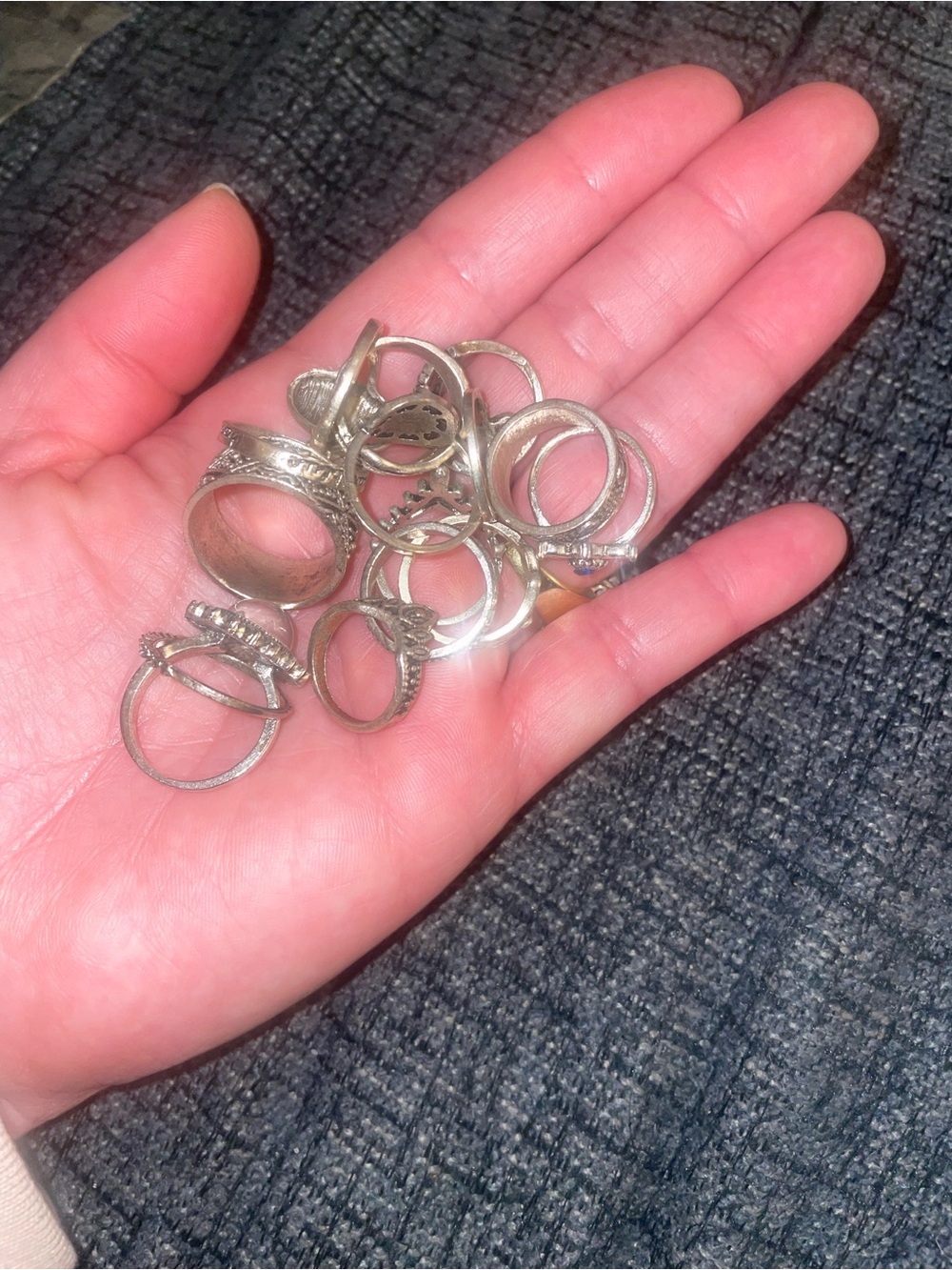 15 BOHO Silver Toned Stackable Rings
